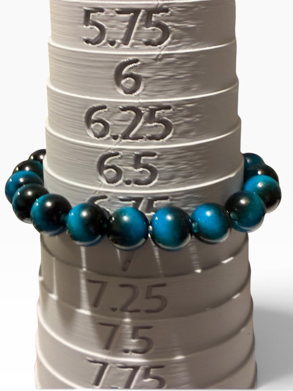 Men's Or Women’s Turquoise and Black Beaded Bracelet - Stretch Comfort NWOT